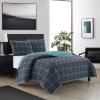 Dearfoams Super Soft Quilt Set with Diamond Stitching, Reindeer, Full/Queen(Blue)