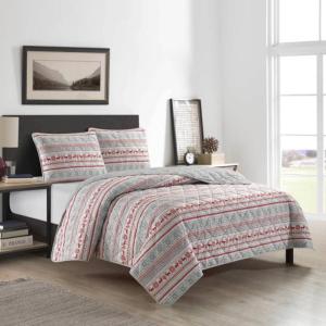 Dearfoams Super Soft Quilt Set with Diamond Stitching, Reindeer, Full/Queen(Multicolor)