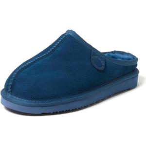 Fireside by Dearfoams Women’s Greta Genuine Shearling Clog Slippers, 100% Natural Suede Clogs for Outdoor & Indoor(Deep Oasis Blue)