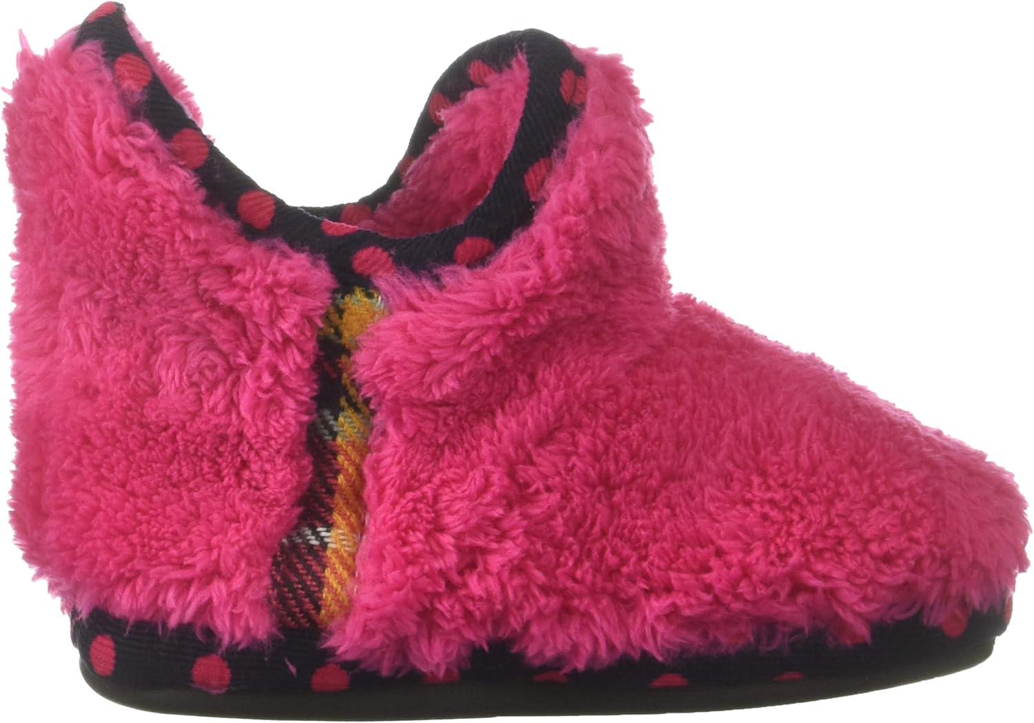 imageDearfoams UnisexChild Kids Pile Bootie with Mixed Material Trim SlipperParadise Pink
