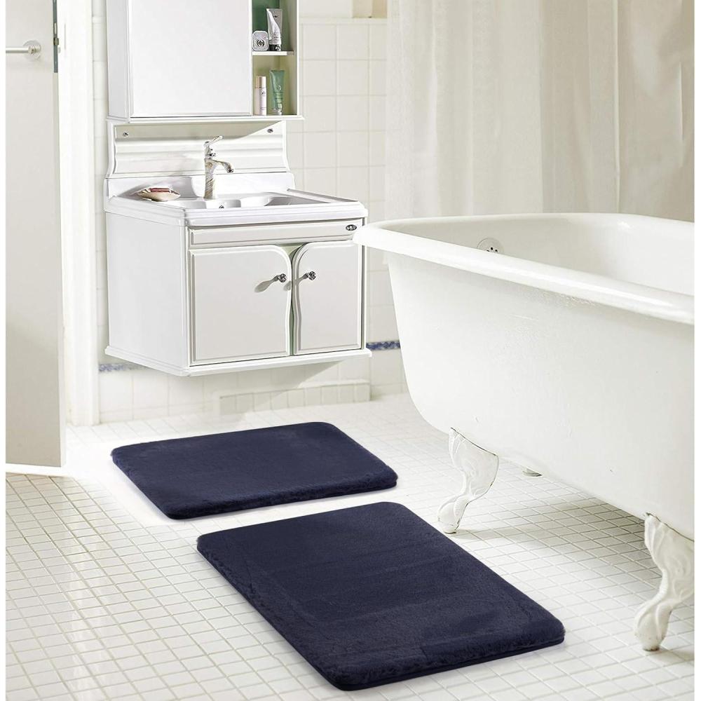 imageDearfoams 2 Piece Faux Fur Memory Foam Bath Rug Set RedNavy