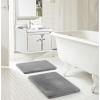 Dearfoams 2 Piece Faux Fur Memory Foam Bath Rug Set, Red(Navy)