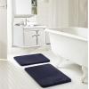 Dearfoams 2 Piece Faux Fur Memory Foam Bath Rug Set, Red(Red)