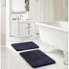 Dearfoams 2 Piece Faux Fur Memory Foam Bath Rug Set, Red(Navy)
