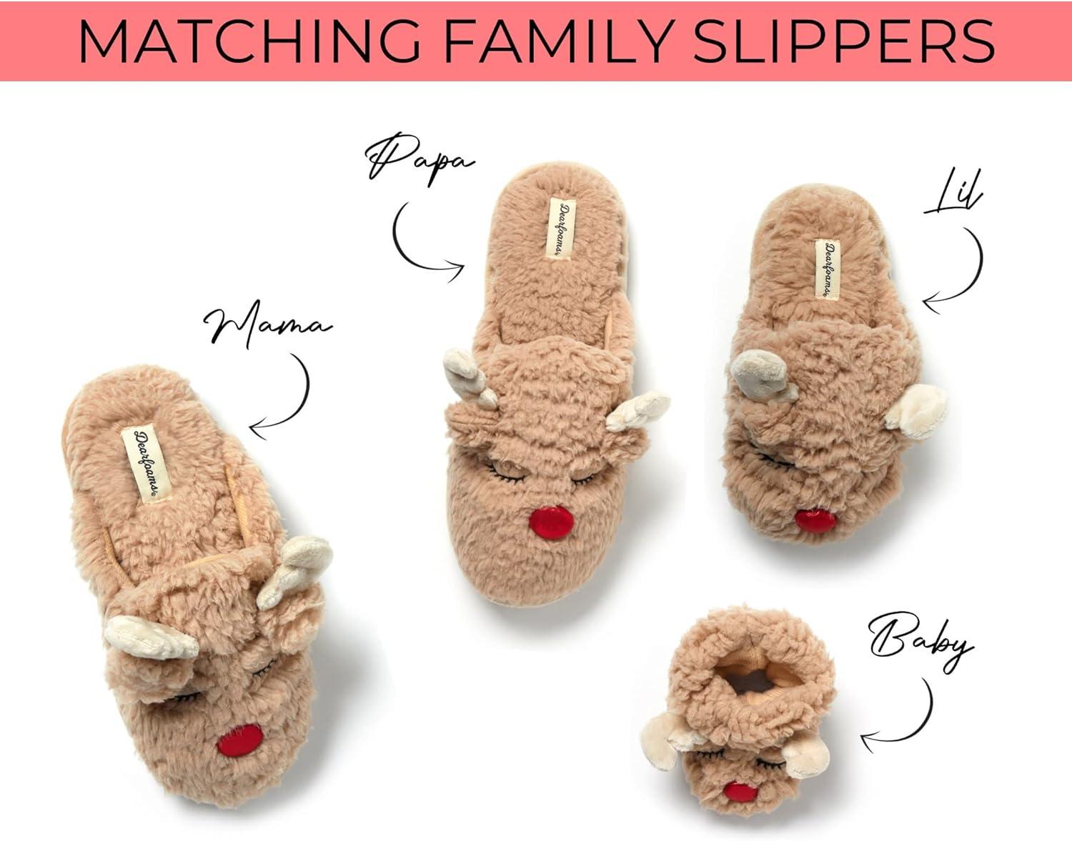 imageDearfoams unisexbaby Matching Family Holiday Christmas Reindeer amp Turkey ScuffBaby Reindeer