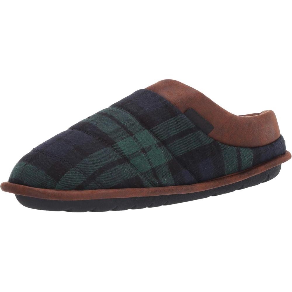 imageDearfoams Womens Clog SlipperBlack Watch Plaid