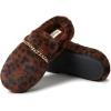 Dearfoams Women’s Marla Furry Memory Foam Comfort Chain Mule Slipper(Leopard)