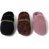 Dearfoams Women’s Marla Furry Memory Foam Comfort Chain Mule Slipper(Leopard)