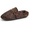 Dearfoams Women’s Marla Furry Memory Foam Comfort Chain Mule Slipper(Leopard)