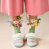 Dearfoams Women’s Memory Foam Cozy Soft House Slippers Gifts for Women Hannah Knit Clog House Shoes(Rainbow)