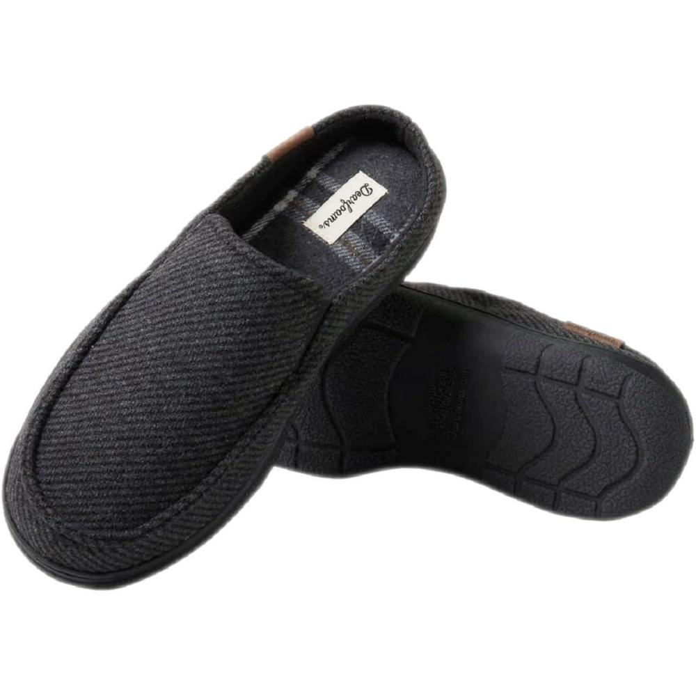 imageDearfoams Mens IndoorOutdoor Breathable Memory Foam Clog Slippers in BlackCharcoal Grey