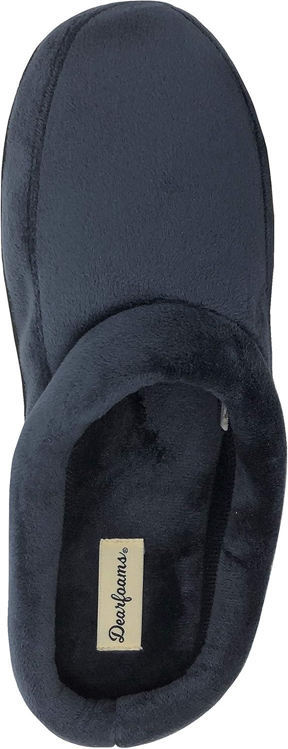 imageDearfoams Mens Microfiber Terry Clog with Memory Foam Slippers Large Blue