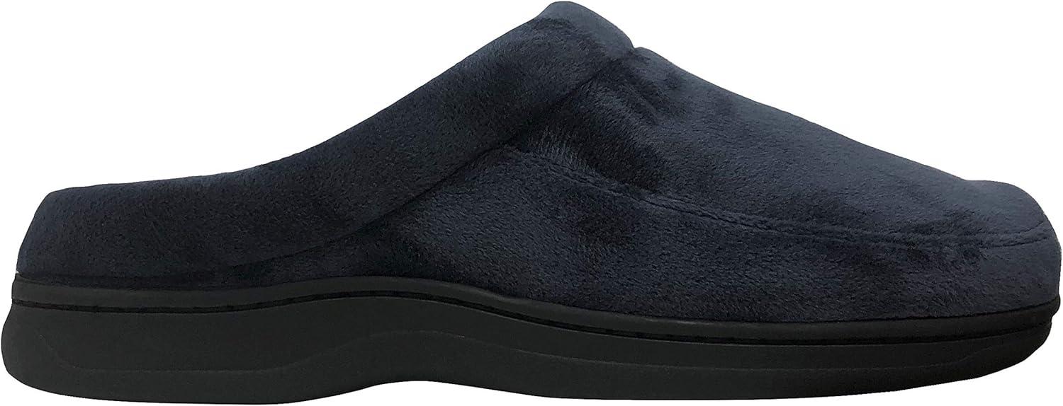 imageDearfoams Mens Microfiber Terry Clog with Memory Foam Slippers Large Blue
