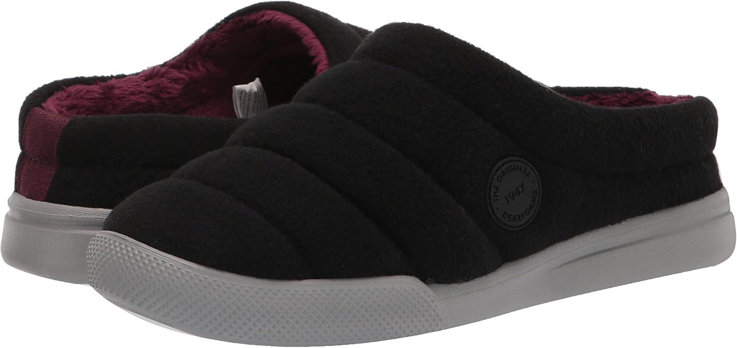 imageDearfoams Womens Kendra Sport Lounge Memory Foam ClogBlack Solid Fleece
