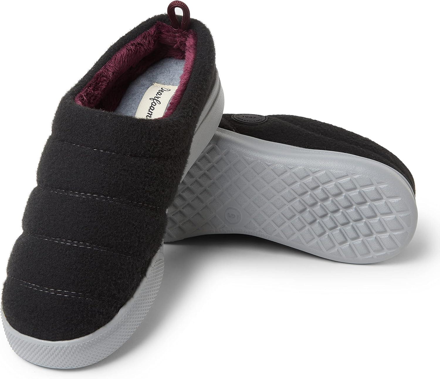 imageDearfoams Womens Kendra Sport Lounge Memory Foam ClogBlack Solid Fleece