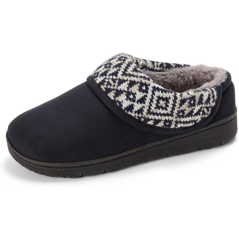 imageDearfoams womens Elsie Memory Foam Clog With Foldover Cuff House Shoes SlippersBlack