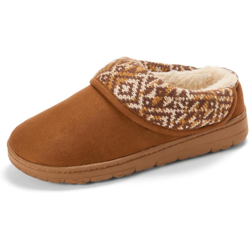 imageDearfoams womens Elsie Memory Foam Clog With Foldover Cuff House Shoes SlippersChestnut