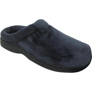 Dearfoams Men’s Microfiber Terry Clog with Memory Foam Slippers (Large, Blue)