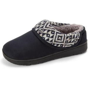 Dearfoams womens Elsie Memory Foam Clog With Foldover Cuff House Shoes Slippers(Black)