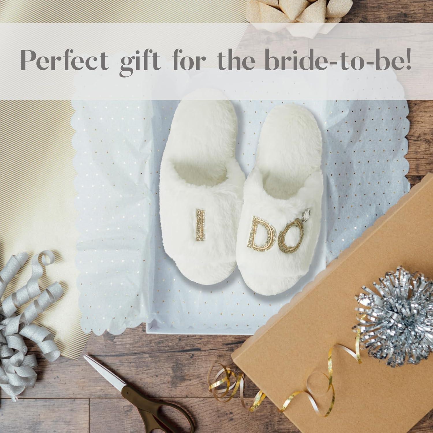 imageDearfoams Womens Giftable I Do amp I Do Crew Bride Slippers for Weddings and Bachelorette PartyBride I Do