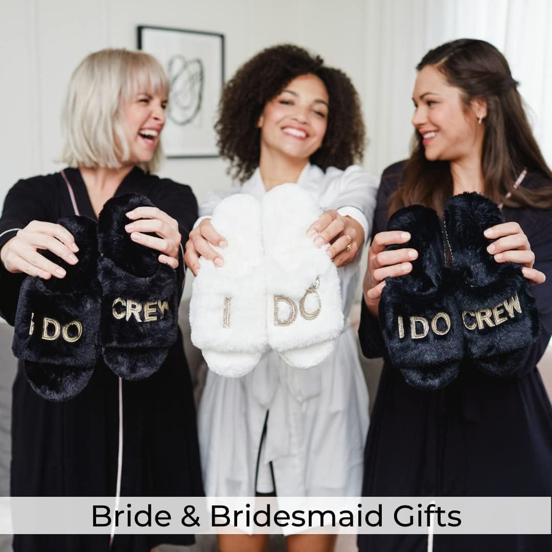 imageDearfoams Womens Giftable I Do amp I Do Crew Bride Slippers for Weddings and Bachelorette PartyBride I Do