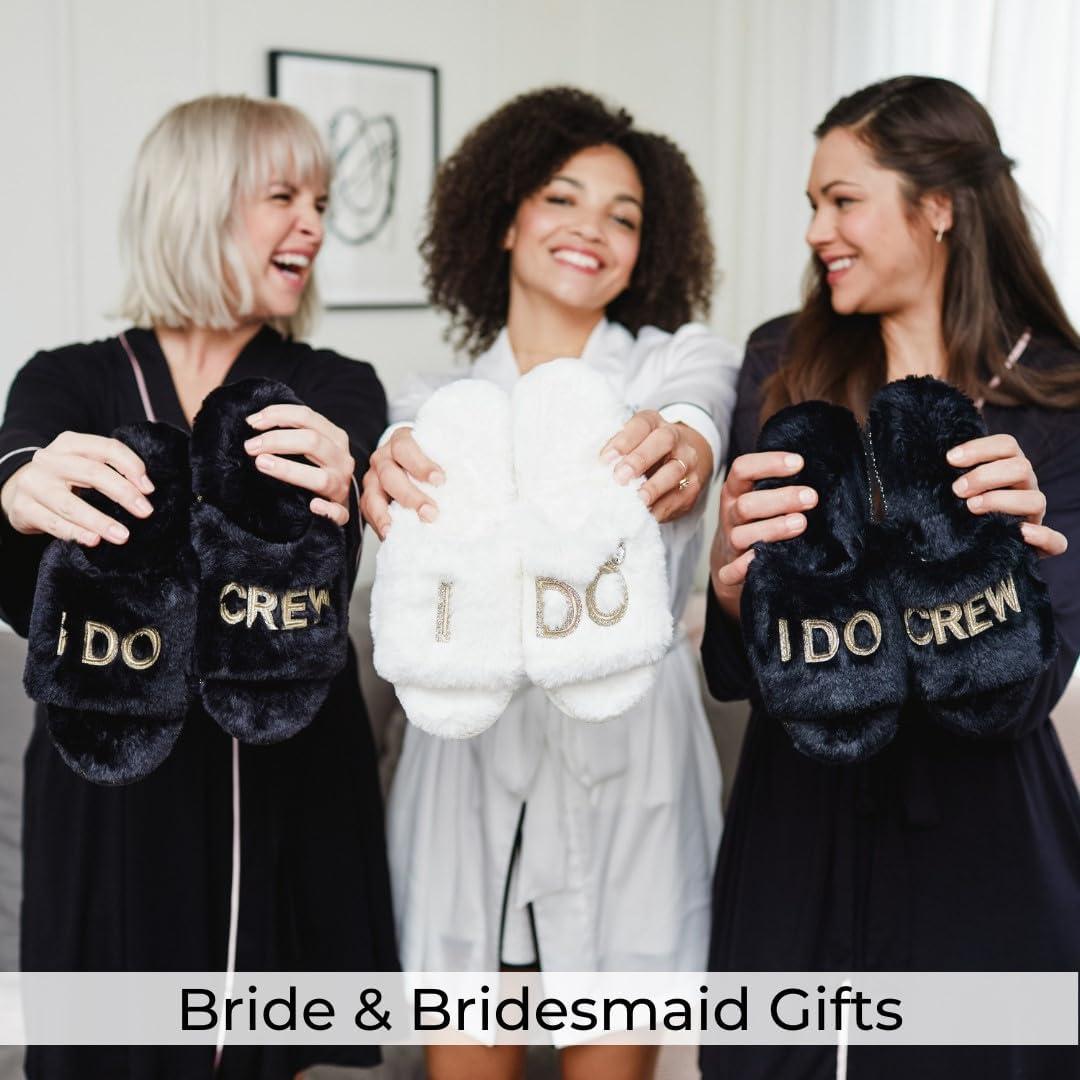 imageDearfoams Womens Giftable I Do amp I Do Crew Bride Slippers for Weddings and Bachelorette PartyI Do Crew