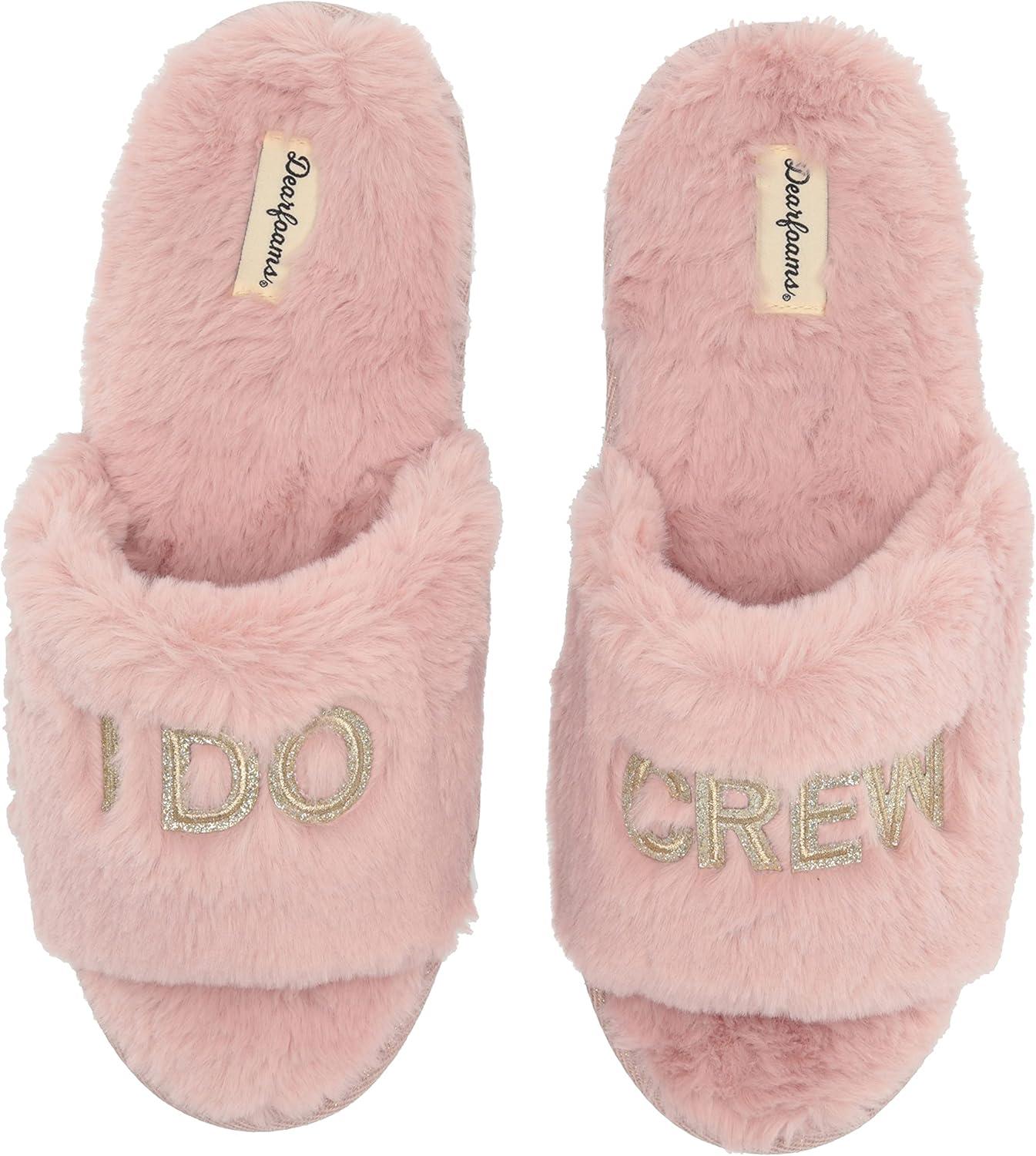 imageDearfoams Womens Giftable I Do amp I Do Crew Bride Slippers for Weddings and Bachelorette PartyI Do Crew Pale Mauve