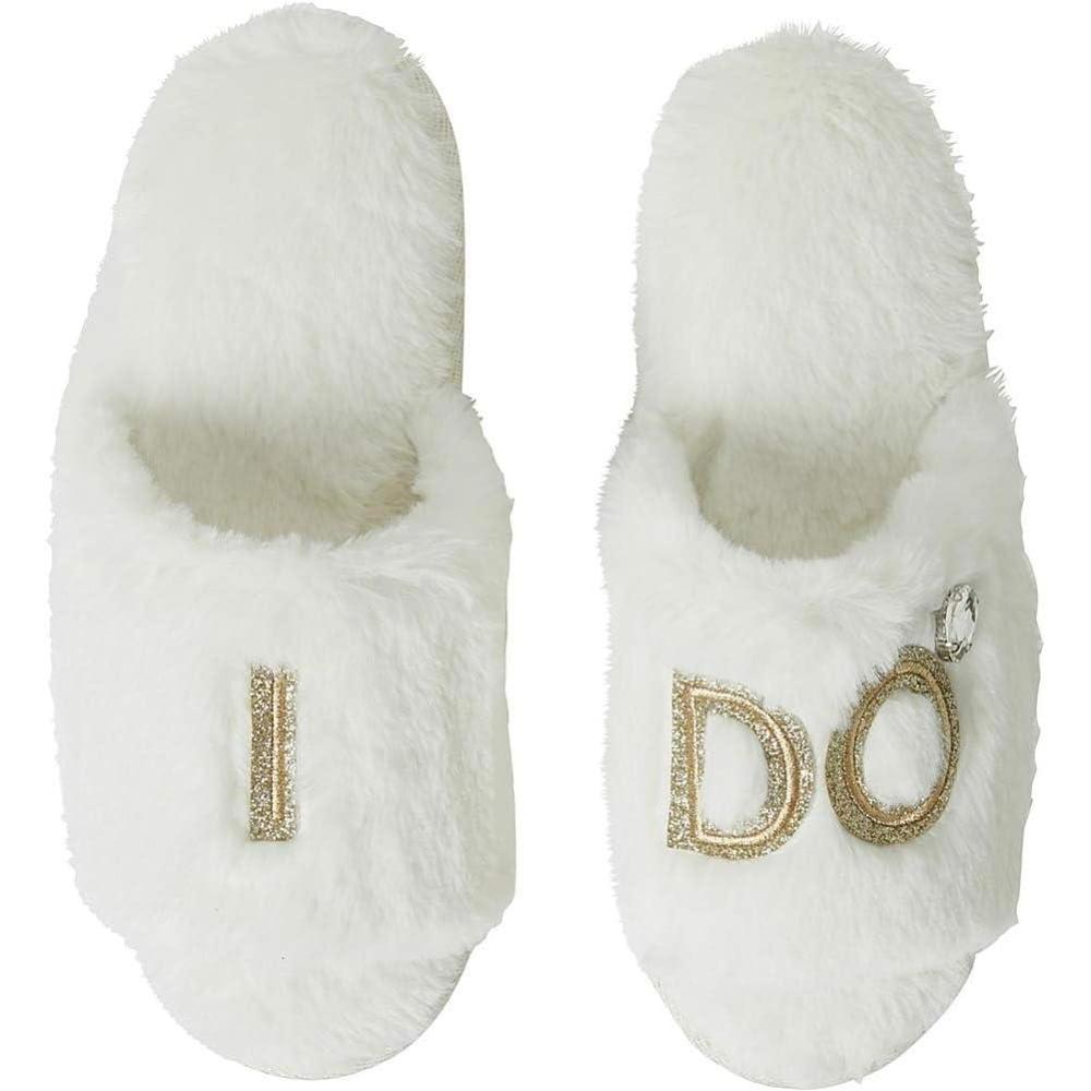imageDearfoams Womens Giftable I Do amp I Do Crew Bride Slippers for Weddings and Bachelorette PartyBride I Do