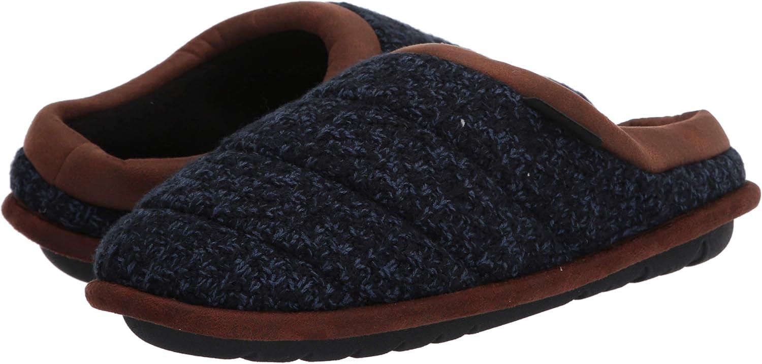 imageDearfoams Mens Asher Quilted Clog with Faux Leather Trim SlipperNavy Blazer