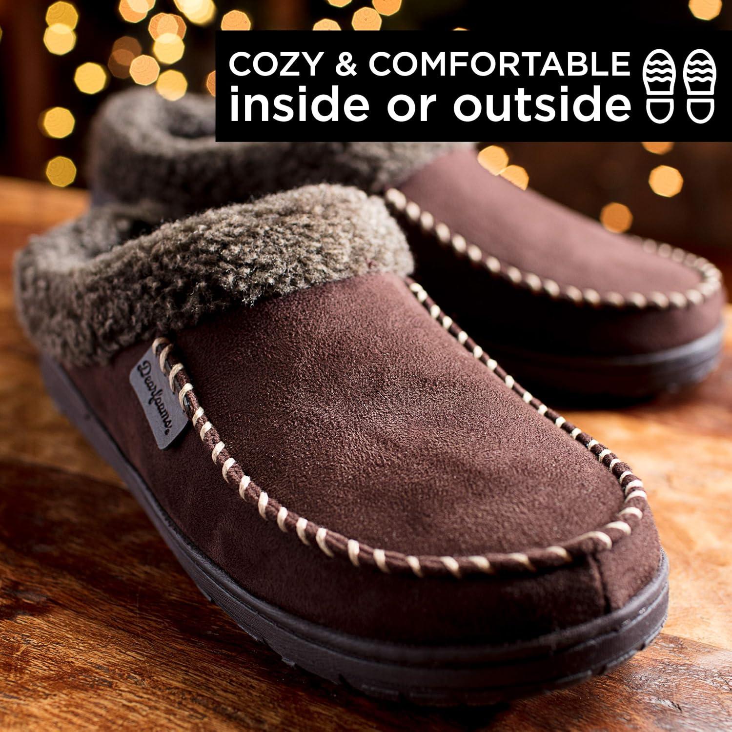 imageDearfoams Mens MFS Clog WWhipstitch amp Mf SlipperChestnut