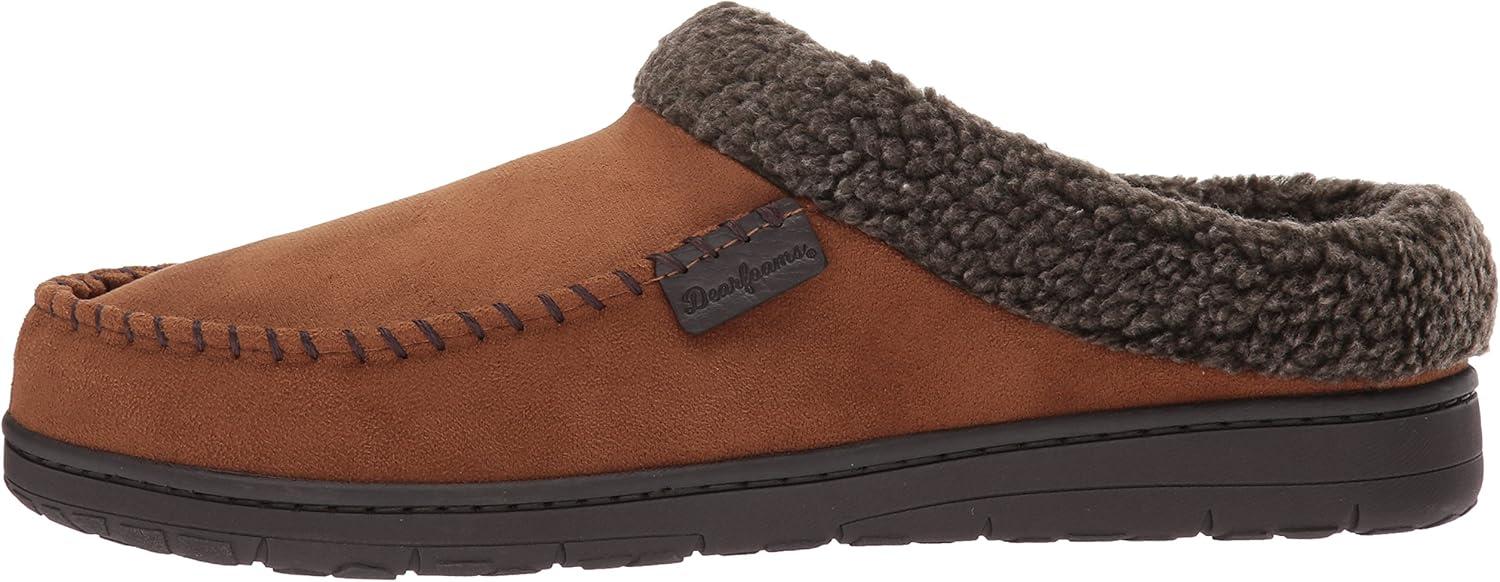imageDearfoams Mens MFS Clog WWhipstitch amp Mf SlipperChestnut