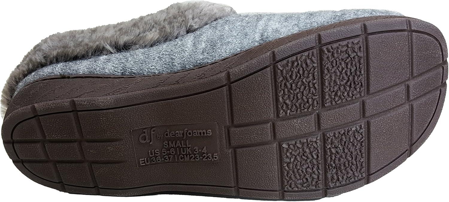 imageDearfoams New Ladys HEATTHERED Knit Clog SlipperGrey