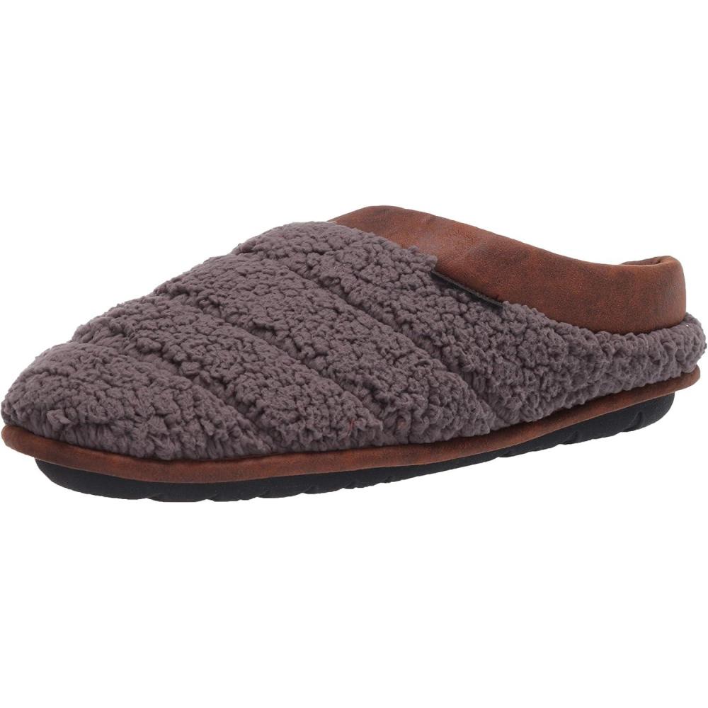imageDearfoams Mens Asher Quilted Clog with Faux Leather Trim SlipperPavement