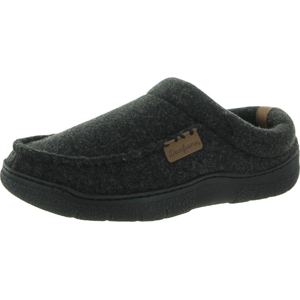imageDearfoams Mens Memory Foam SlipperDark Black