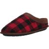 Dearfoams Men’s Asher Quilted Clog with Faux Leather Trim Slipper(Red Plaid)
