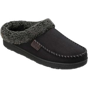 Dearfoams Men’s Memory Foam Slippers 11-12,Black,Large