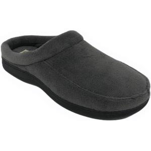 Dearfoams Men’s Microfiber Terry Clog with Memory Foam Slippers (Pavement, 7-8)