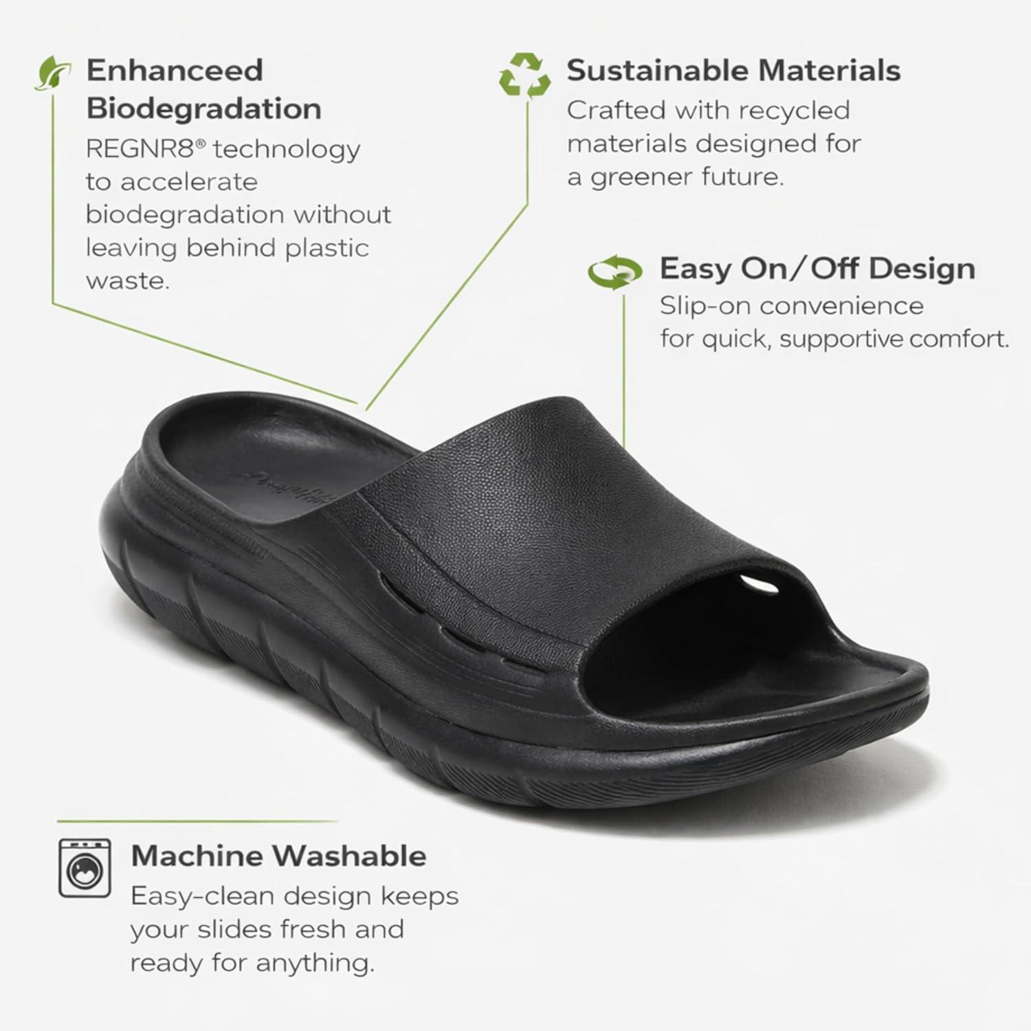 imageDearfoams Womens Eva Lightweight Regrind Pillow Slide SandalBlack