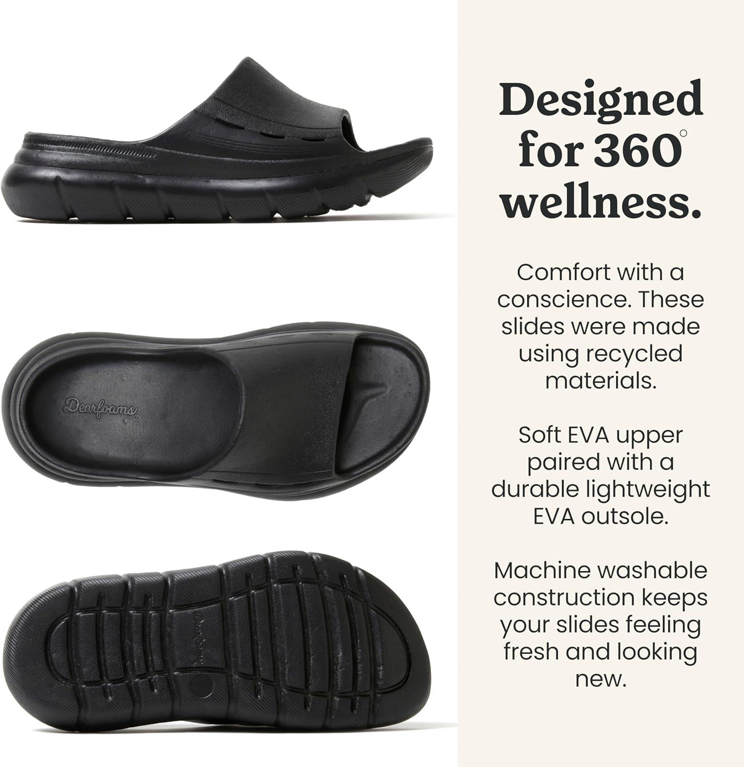 imageDearfoams Womens Eva Lightweight Regrind Pillow Slide SandalBlack