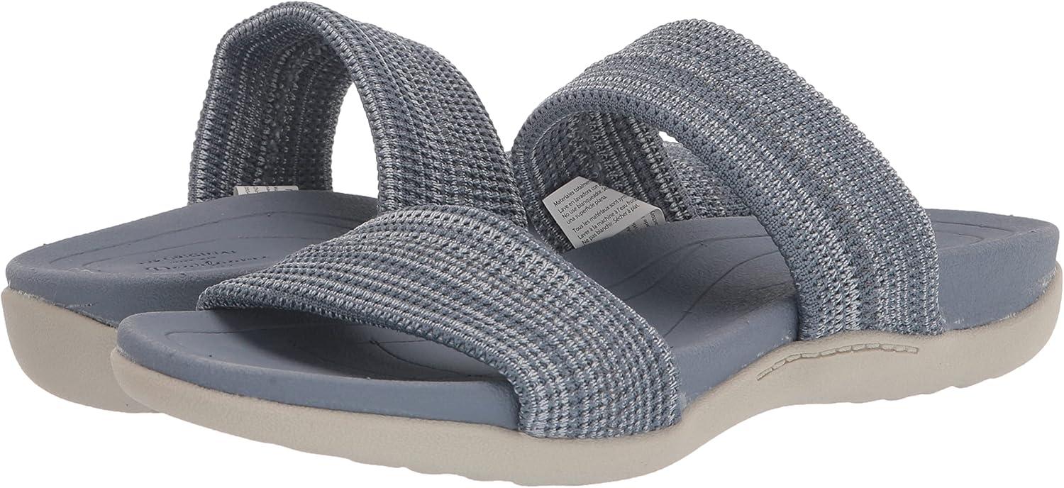 imageDearfoams womens Original Comfort Blair Slip on Double Band Slide Sandal With Arch SupportSlide SandalFlint Stone