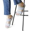 Dearfoams womens Original Comfort Blair Slip on Double Band Slide Sandal With Arch SupportSlide Sandal(Silver)