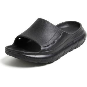 Dearfoams Women’s Eva Lightweight Regrind Pillow Slide Sandal(Black)