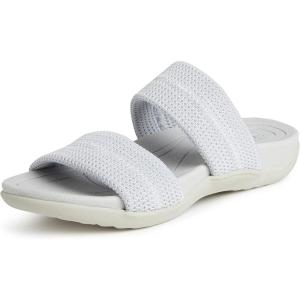 Dearfoams womens Original Comfort Blair Slip on Double Band Slide Sandal With Arch SupportSlide Sandal(Silver)