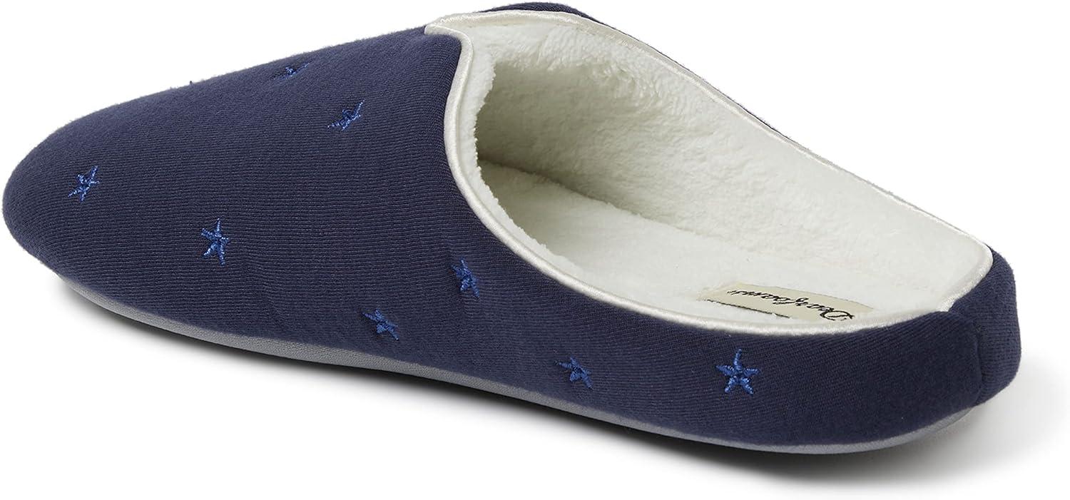 imageDearfoams Womens Dori Cozy Jersey Notch Clog SlipperNavy