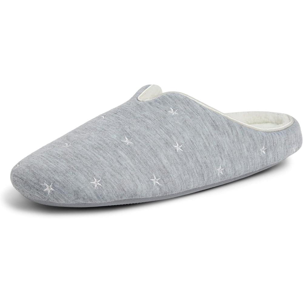 imageDearfoams Womens Dori Cozy Jersey Notch Clog SlipperLight Heather Grey
