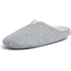 Dearfoams Women’s Dori Cozy Jersey Notch Clog Slipper(Light Heather Grey)