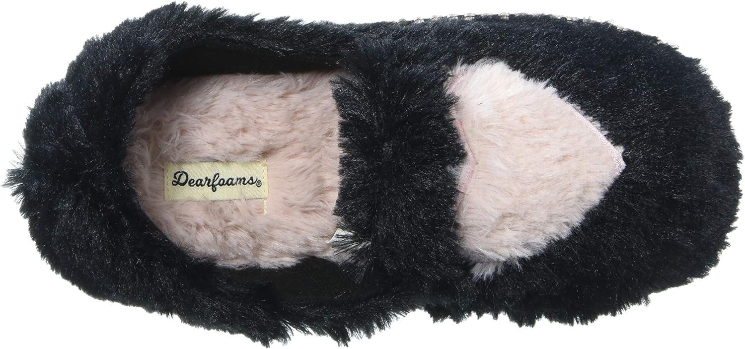 imageDearfoams UnisexChild Mia Kids faux faux fur Closed Back with Heart Detail SlipperBlack