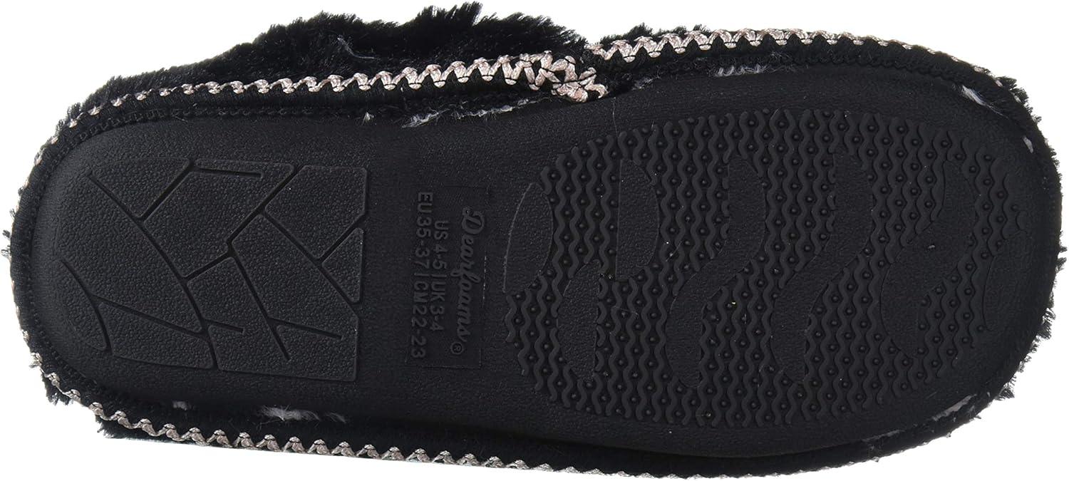 imageDearfoams UnisexChild Mia Kids faux faux fur Closed Back with Heart Detail SlipperBlack