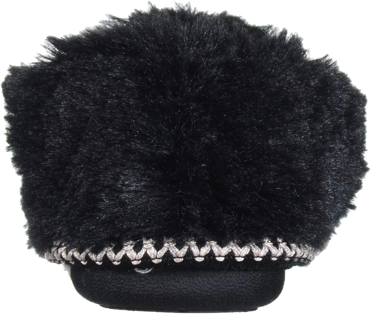 imageDearfoams UnisexChild Mia Kids faux faux fur Closed Back with Heart Detail SlipperBlack