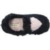 Dearfoams Unisex-Child Mia Kids faux faux fur Closed Back with Heart Detail Slipper(Black)